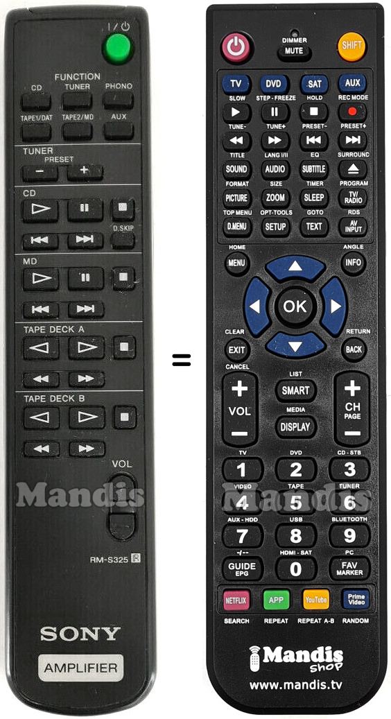 Replacement remote control Sony RM-S325