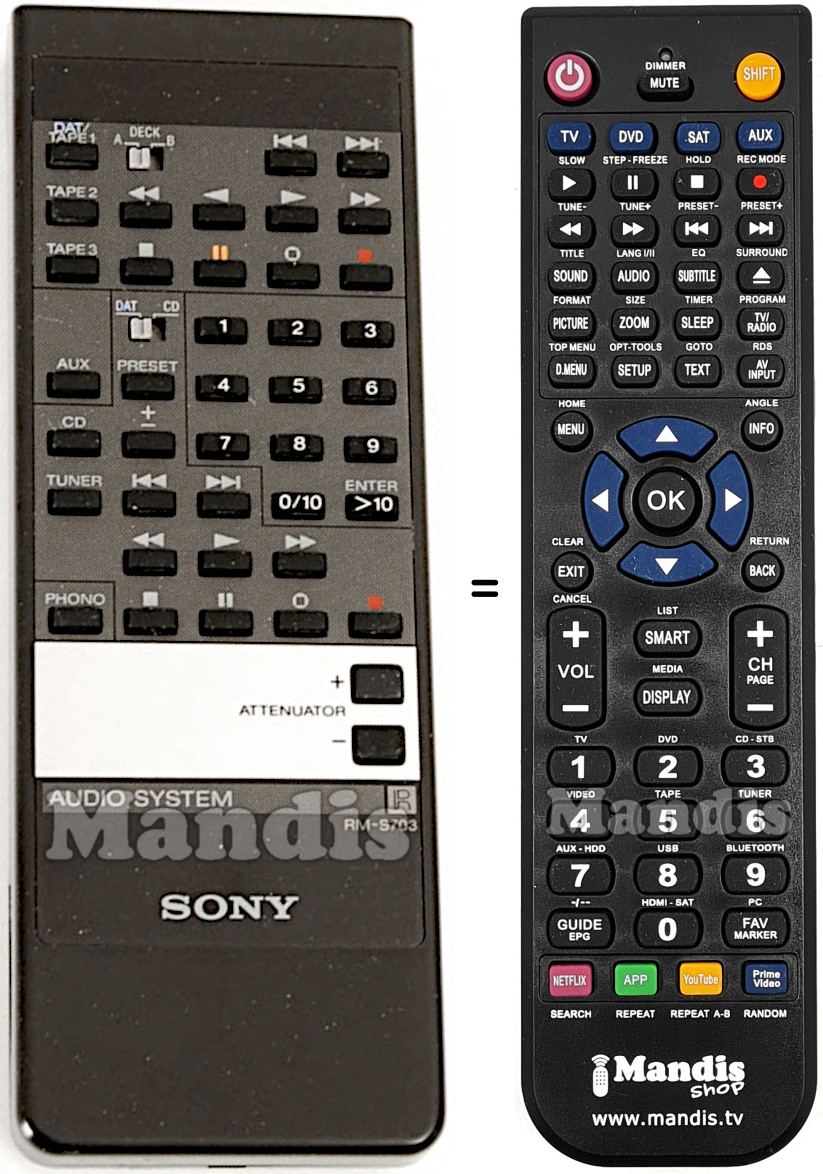 Télécommande équivalente Sony RM-S703