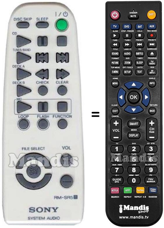 Gleichwertige Fernbedienung Sony RM-SR5