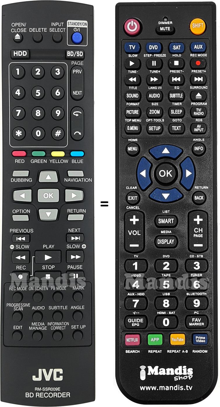 Gleichwertige Fernbedienung JVC RM-SSR009E