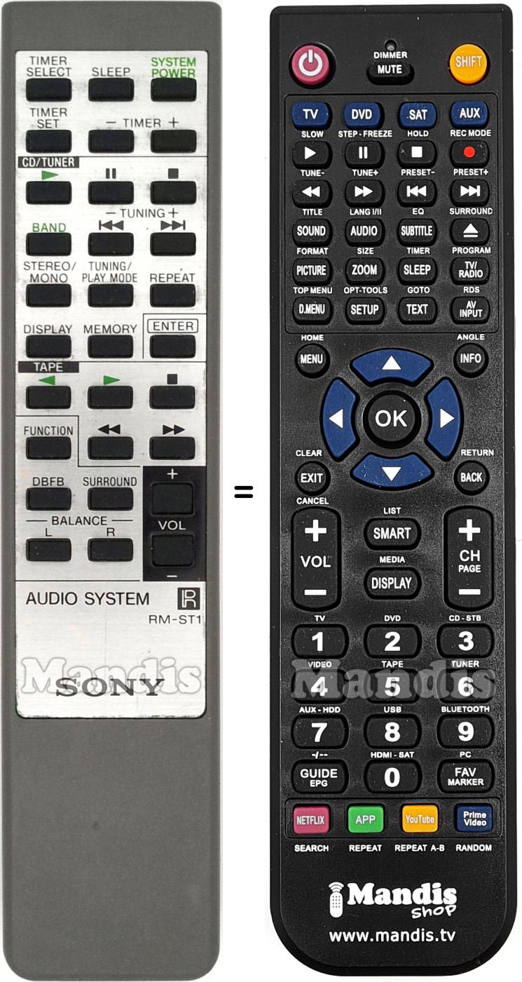 Telecomando equivalente RM-ST1