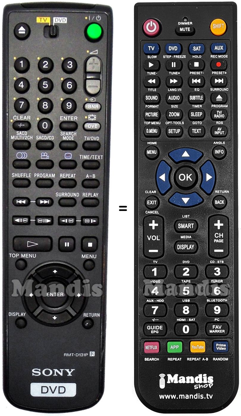 Gleichwertige Fernbedienung Sony RMT-D131P