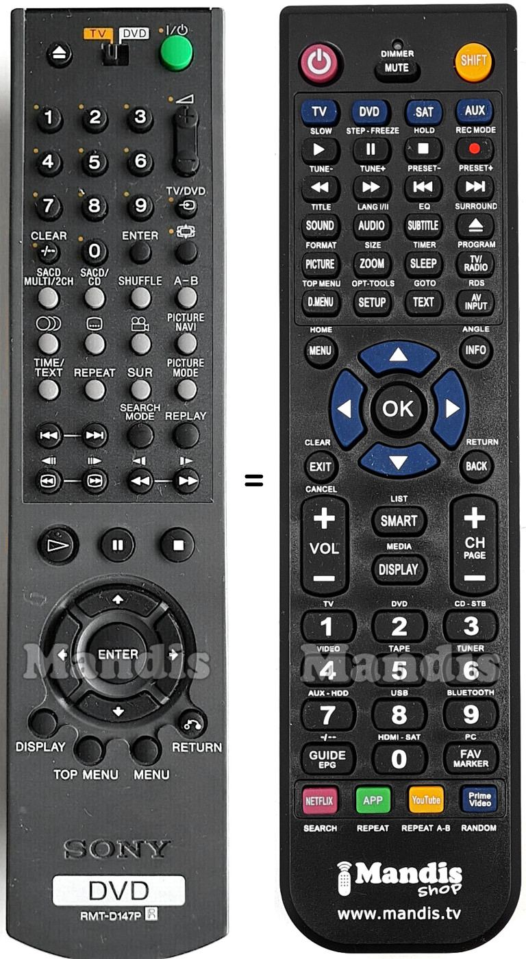 Replacement remote control Sony RMT-D147P