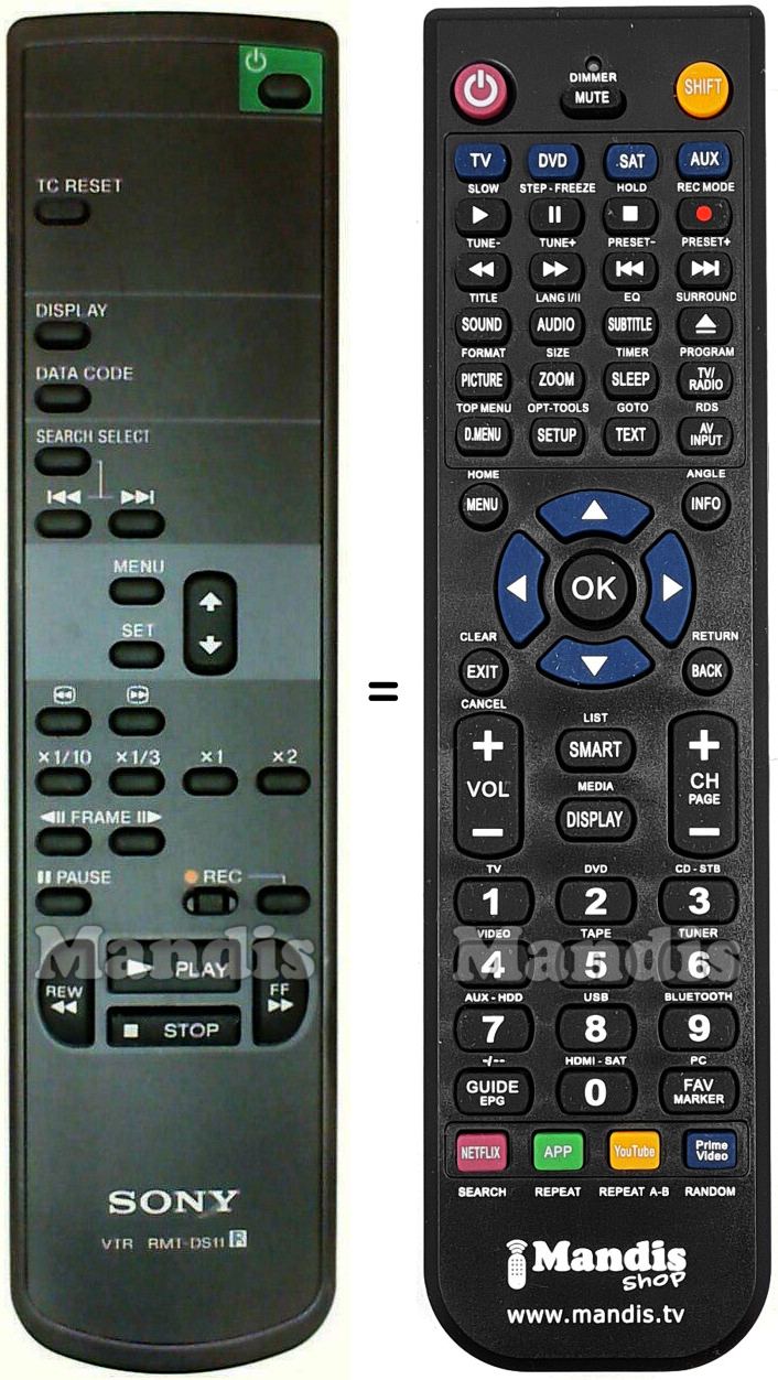 Telecomando equivalente Sony RMT-DS11