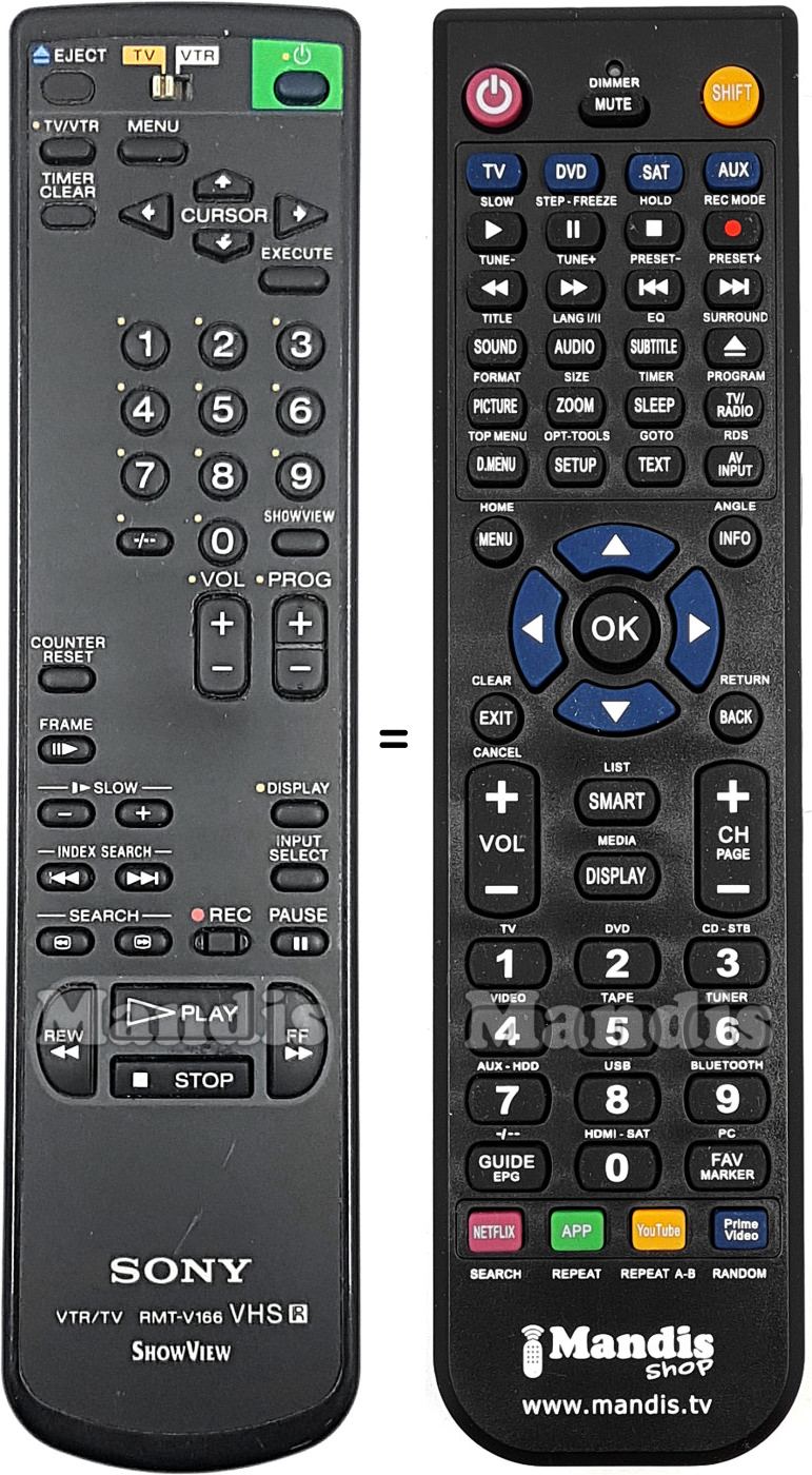 Télécommande équivalente Sony RMT-V166