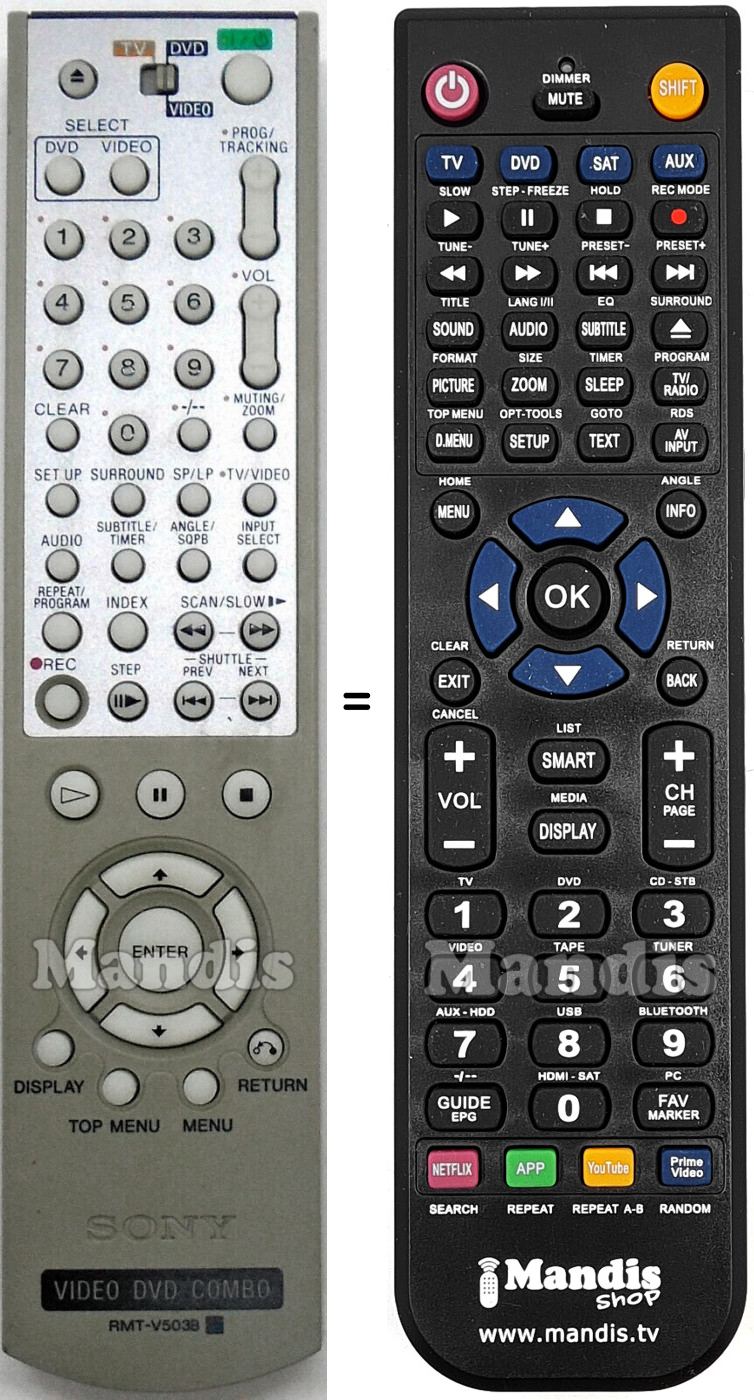 Télécommande équivalente Sony RMT-V503B