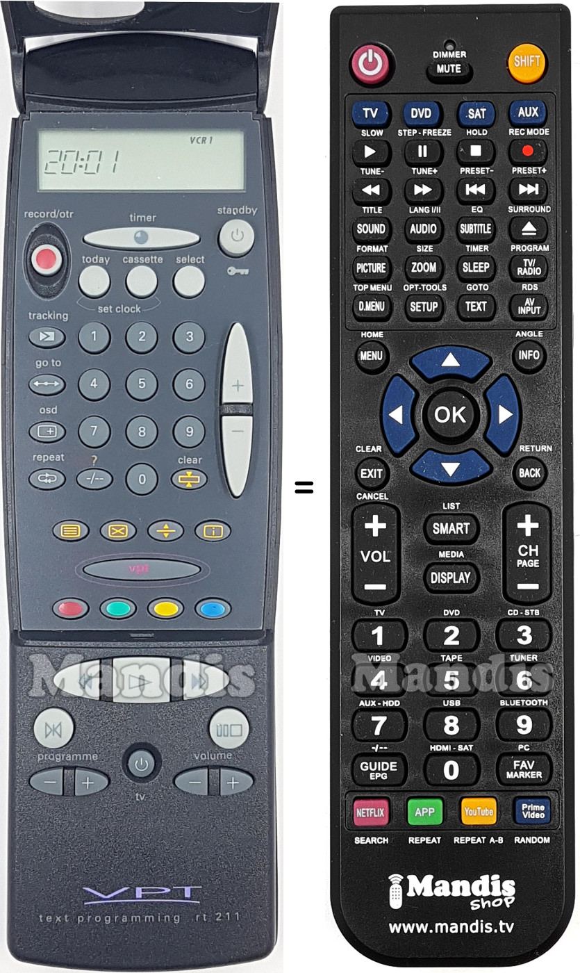 Replacement remote control Phonola RT211-114
