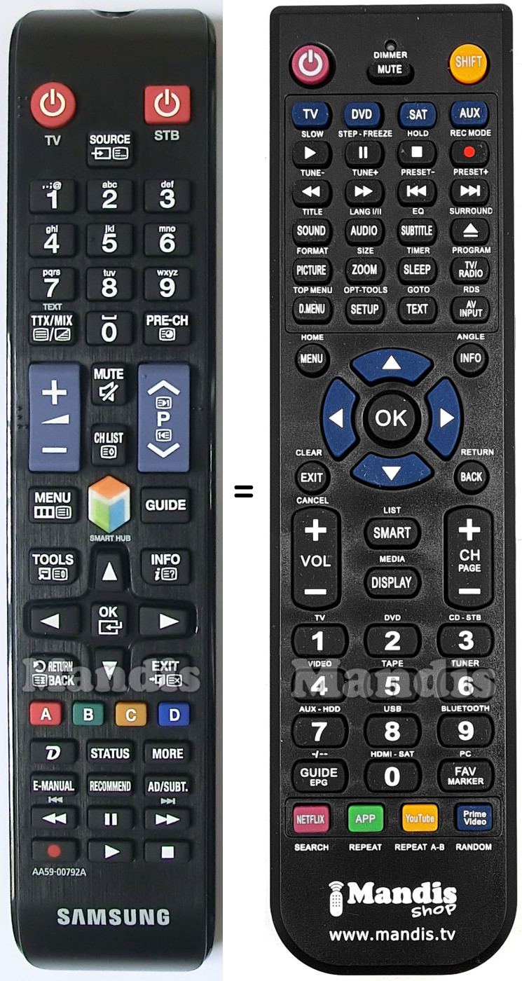 Télécommande équivalente Samsung AA59-00792A