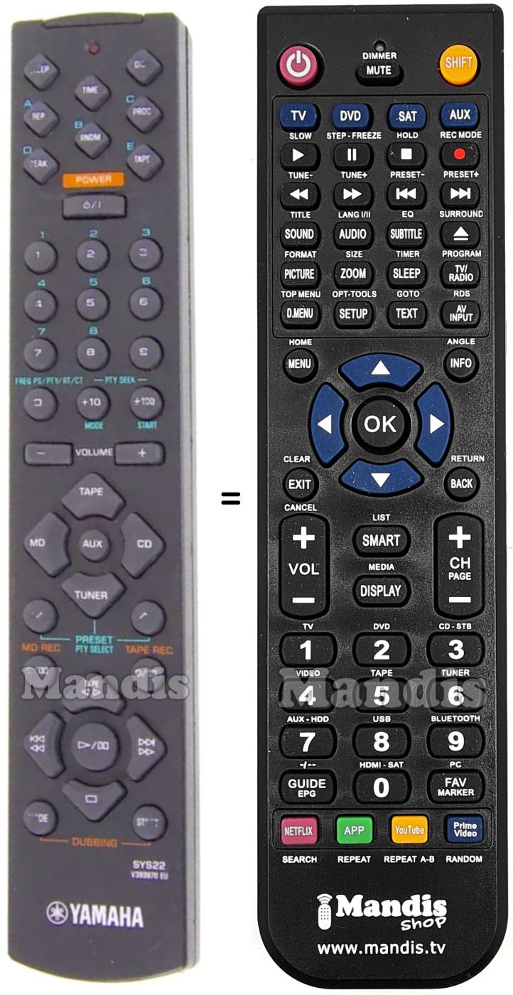 Replacement remote control Yamaha V393970