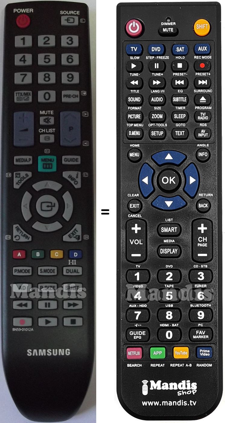 Télécommande équivalente Samsung BN59-01012A