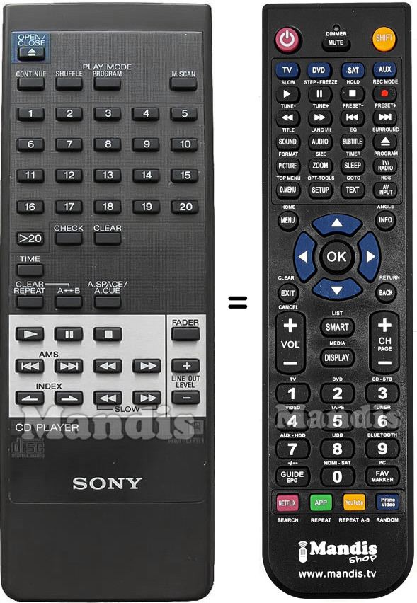 Télécommande équivalente Sony RM-D791