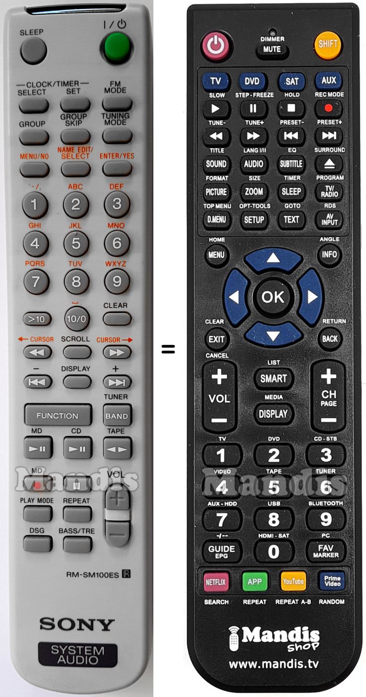 Telecomando equivalente RM-SM100ES