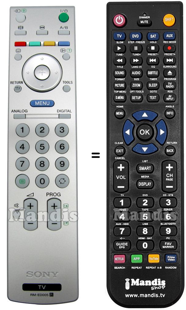 Telecomando equivalente Sony RM-ED005
