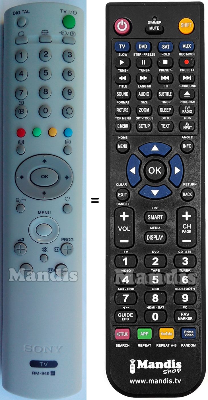 Replacement remote control Sony RM-949