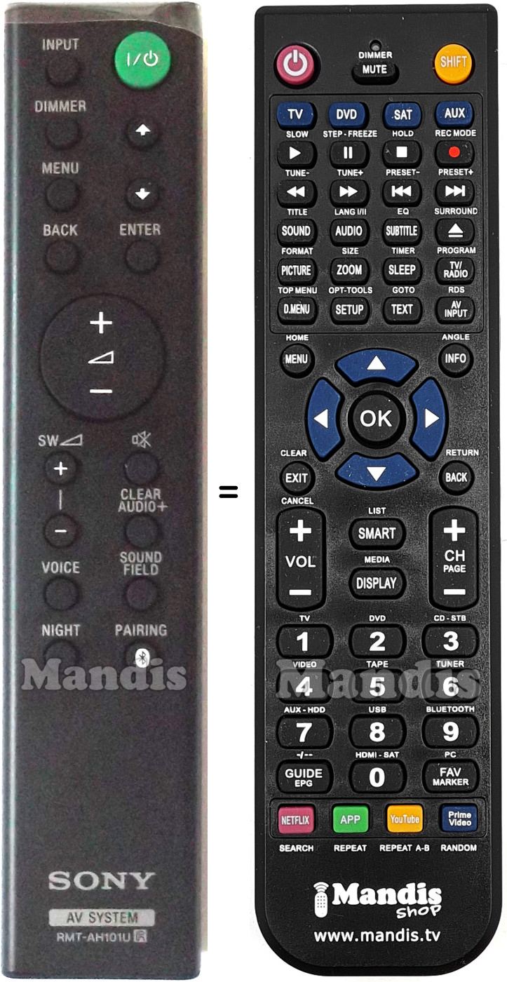 Replacement remote control Sony RMTAH101U