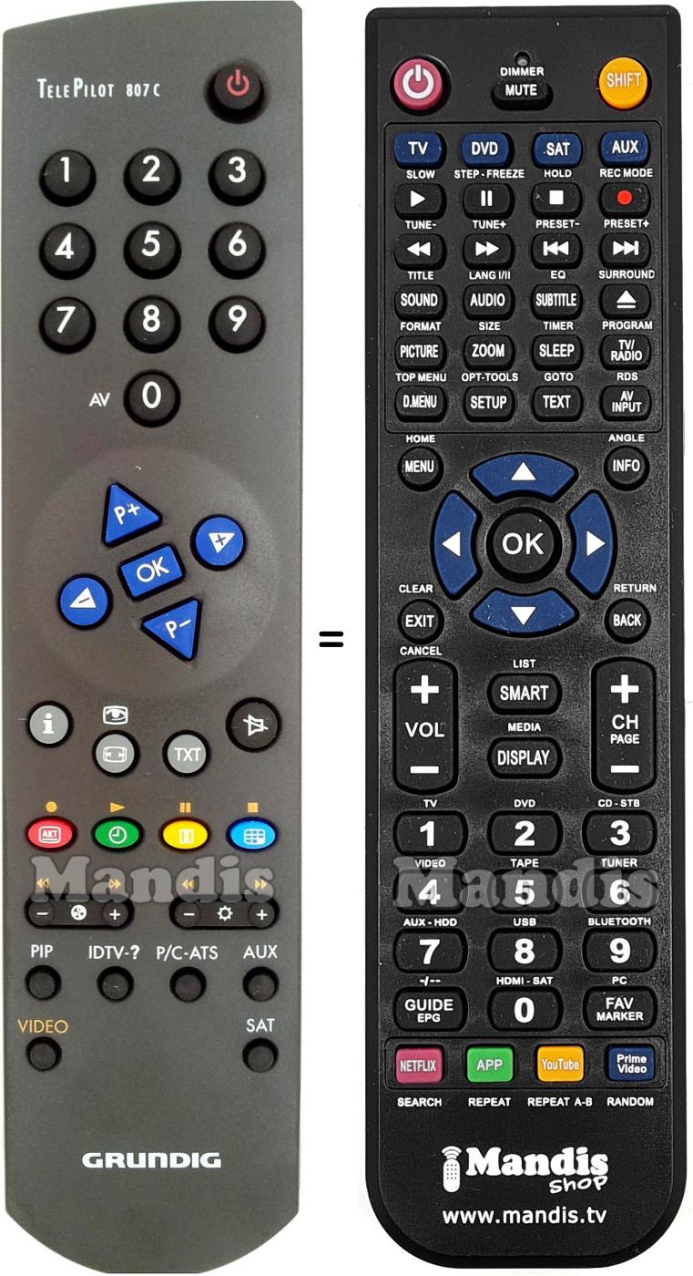 Replacement remote control Grundig TP807C
