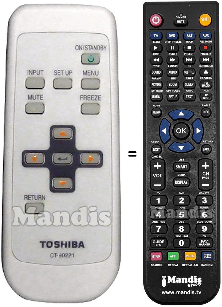 Télécommande équivalente Toshiba CT-90221