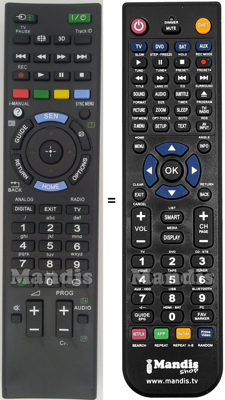 Telecomando equivalente UNIVERSAL FAMILY SONY
