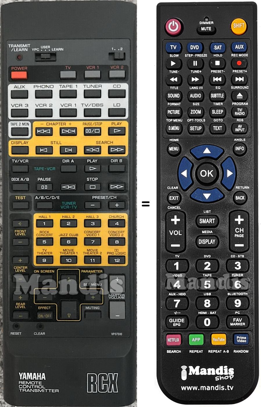 Gleichwertige Fernbedienung Yamaha VP373100