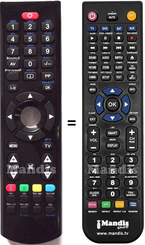 Replacement remote control Techwood Vestel-RC1186
