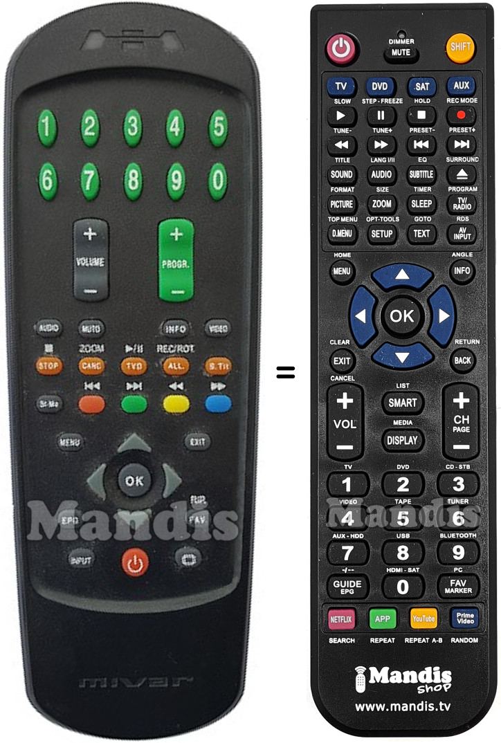Telecomando equivalente Mivar W 1