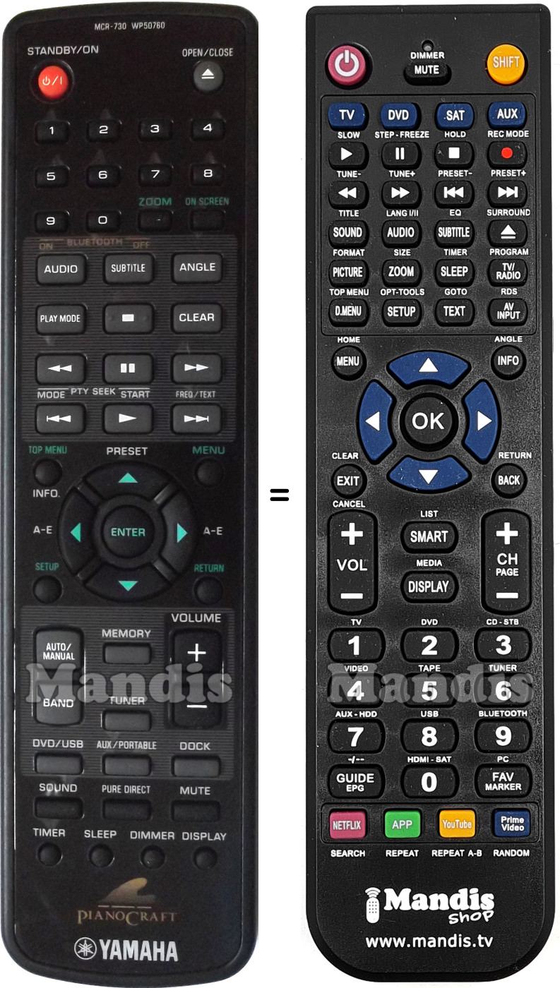 Gleichwertige Fernbedienung Yamaha MCR-730
