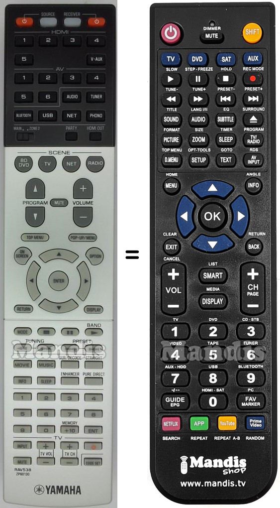 Telecomando equivalente Yamaha RAV538