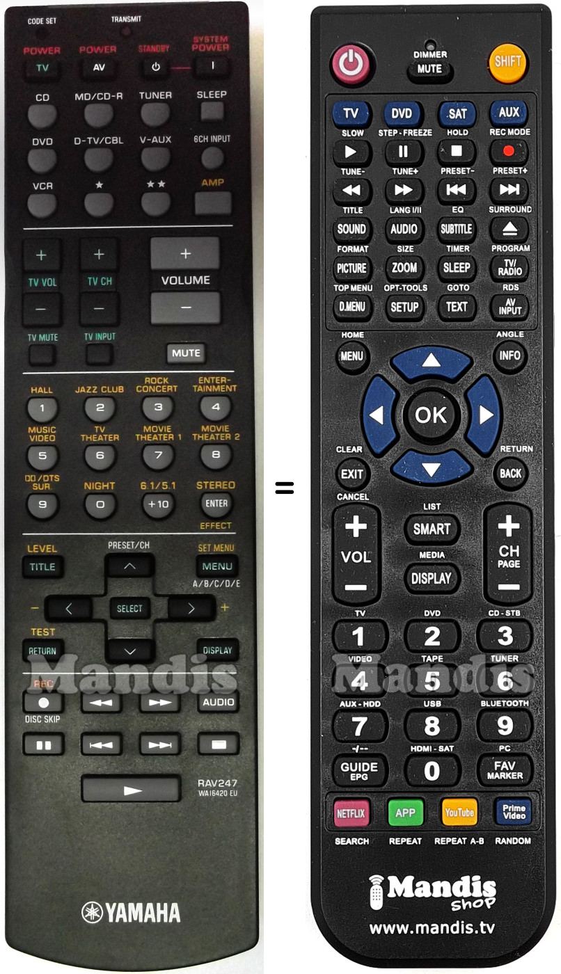 Telecomando equivalente Yamaha RAV247