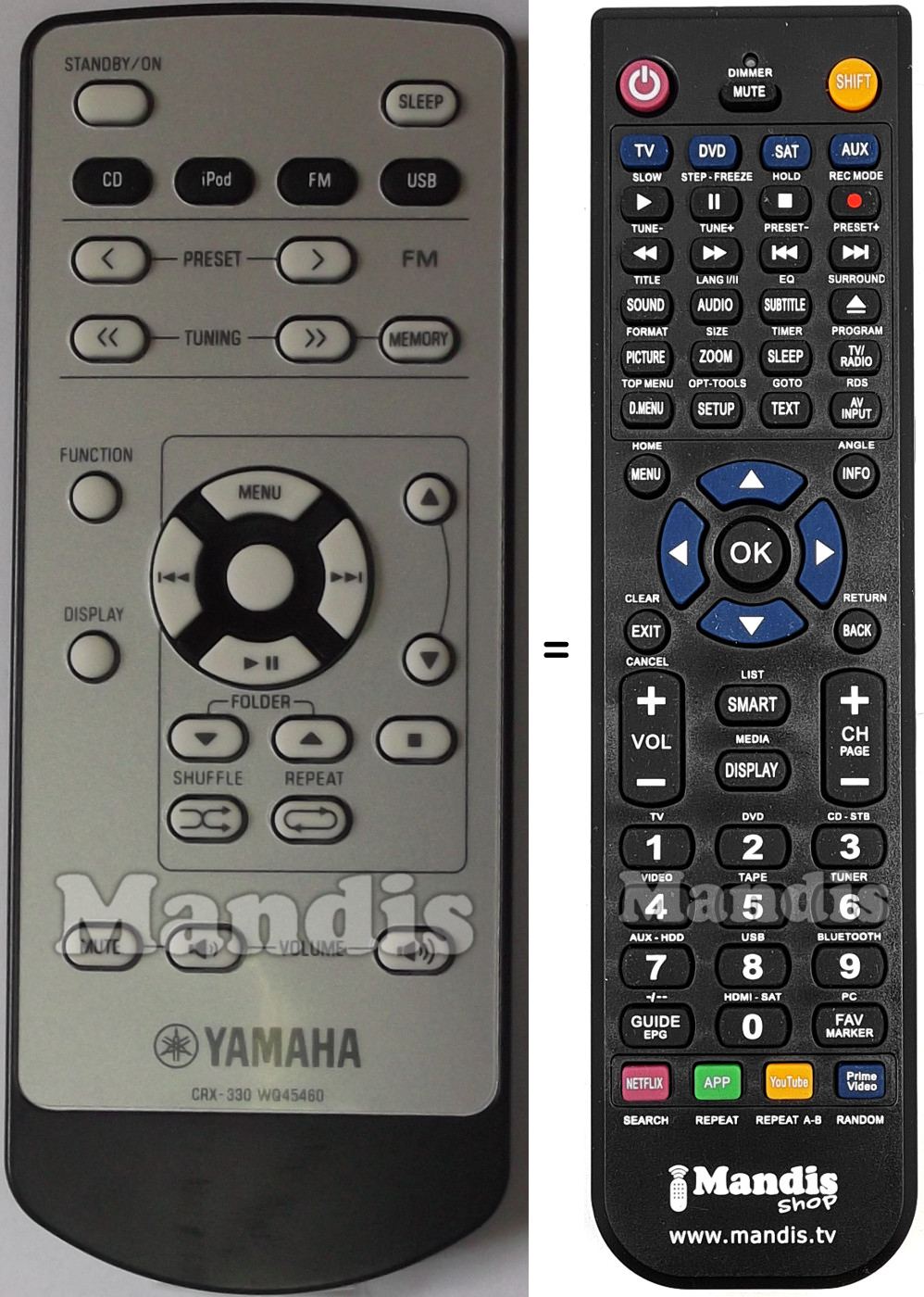 Télécommande équivalente Yamaha CRX-330