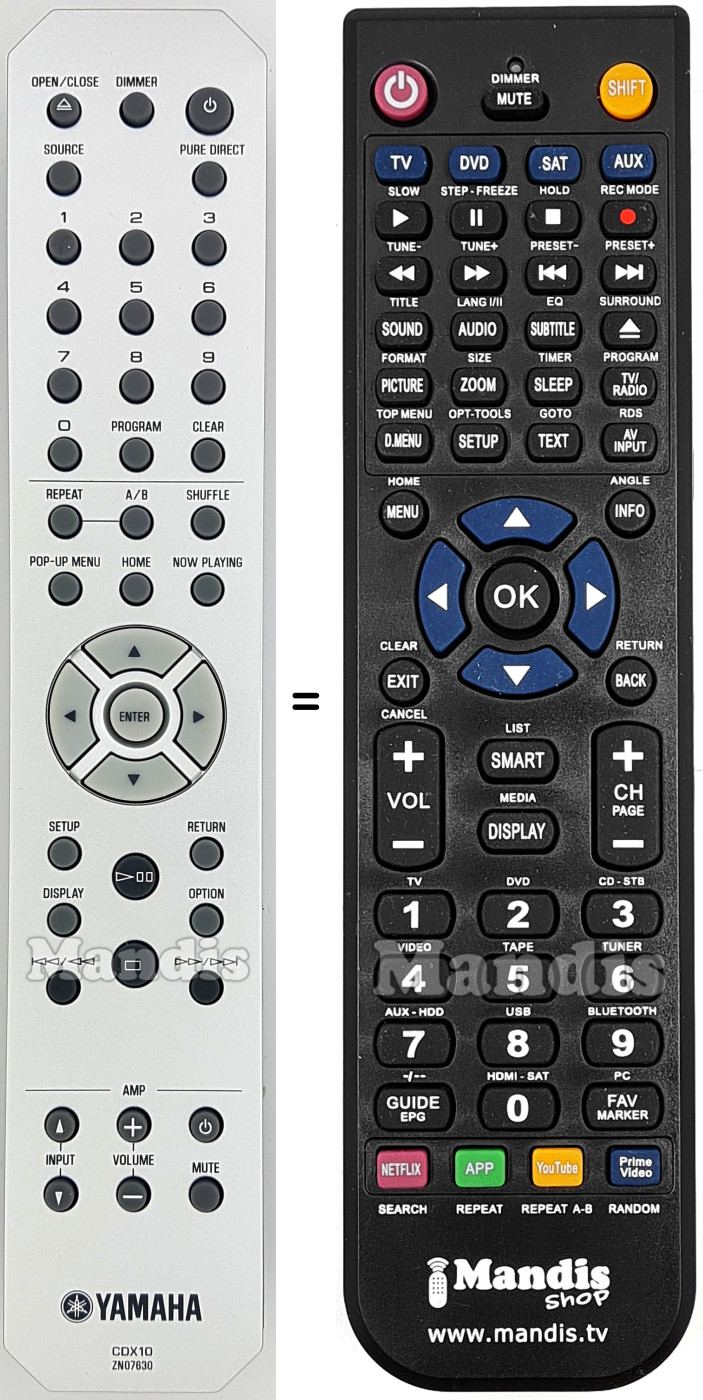 Gleichwertige Fernbedienung Yamaha CD-N301
