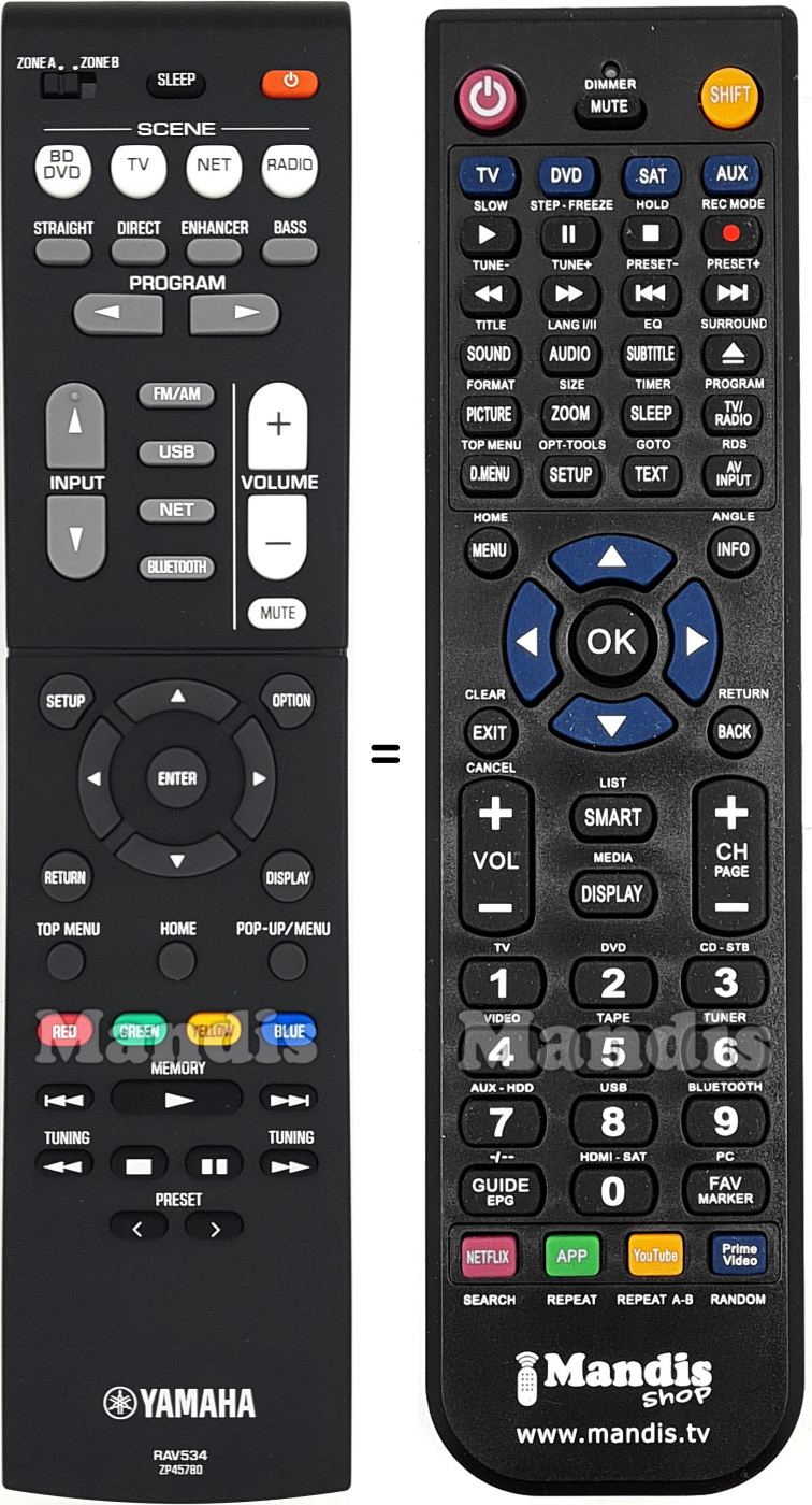 Replacement remote control Yamaha RAV534