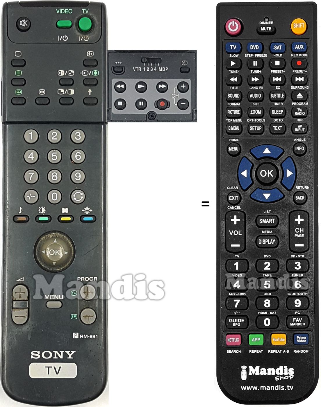 Telecomando equivalente Sony RM-891
