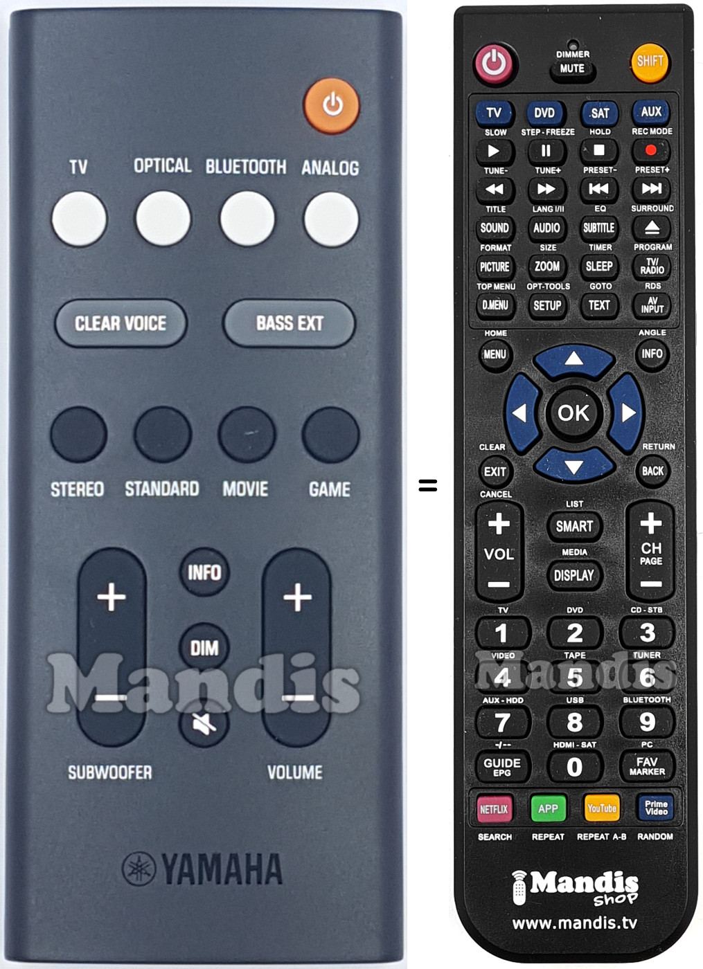 Télécommande équivalente Yamaha VDQ7610