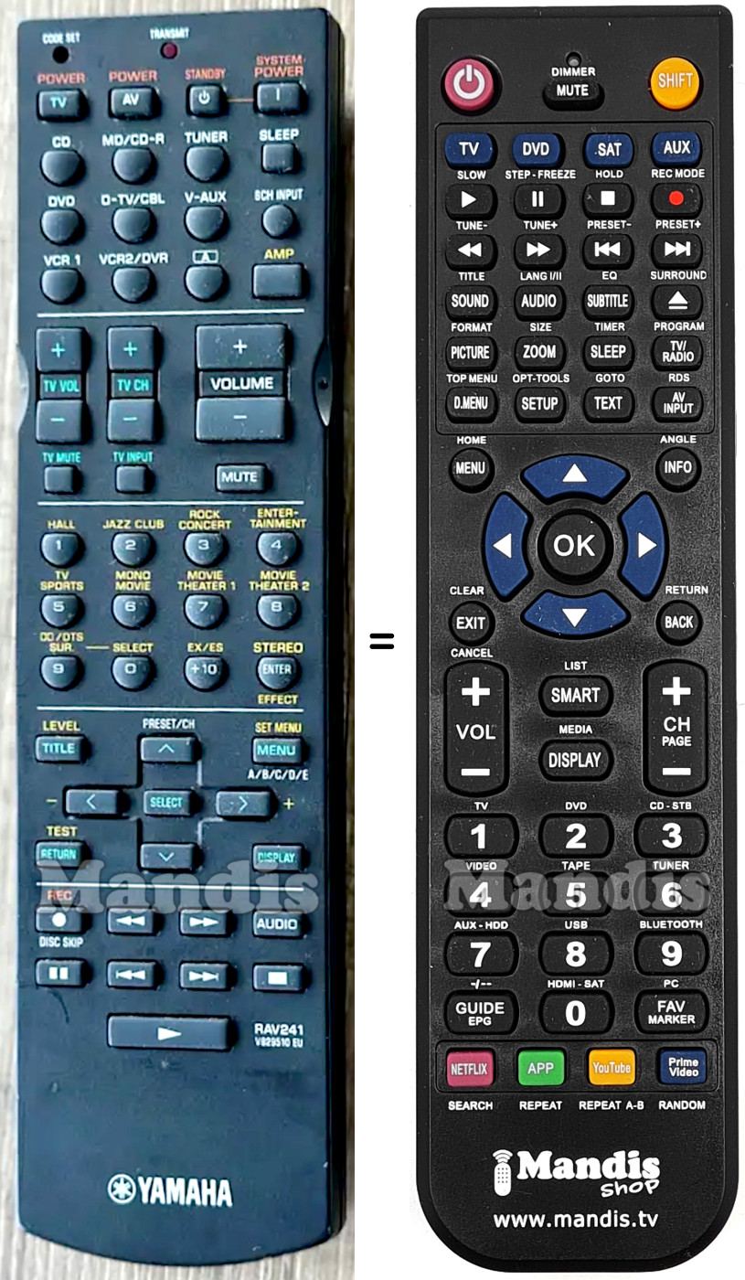 Télécommande équivalente Yamaha RAV241