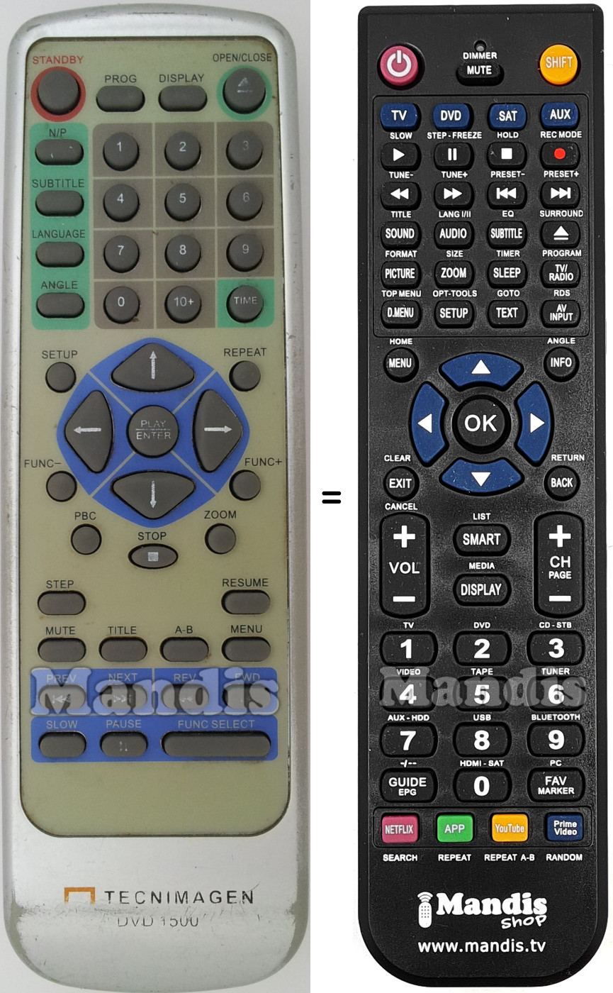 Replacement remote control Tecnimagen DVD1500