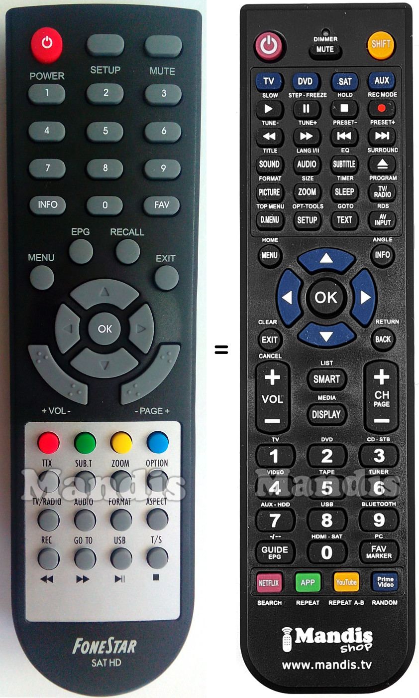 Telecomando equivalente Fonestar RDS-583WHD
