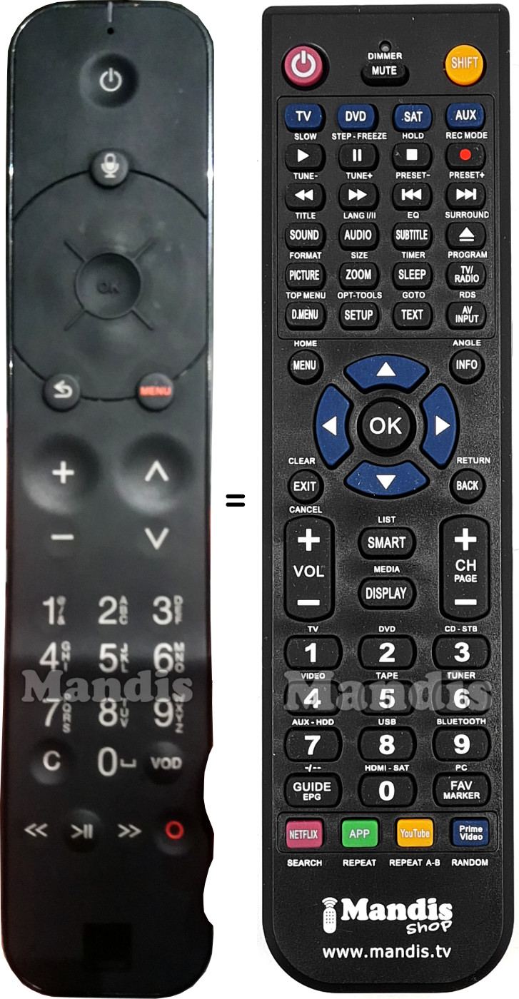 Replacement remote control ORA002
