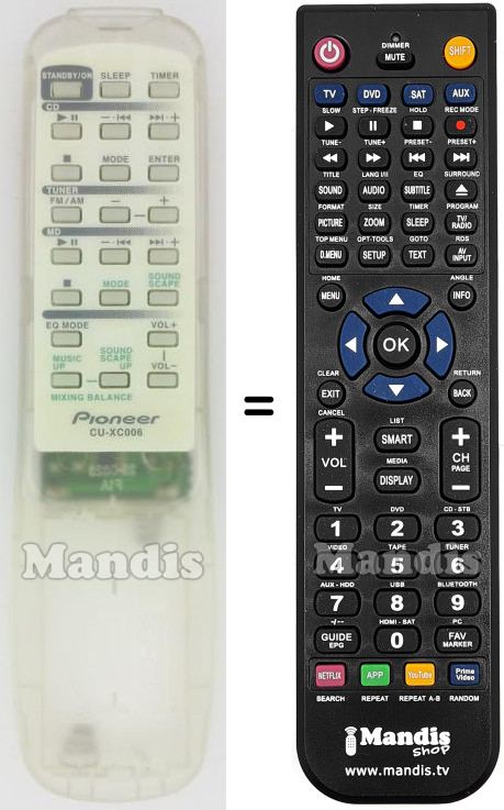 Replacement remote control Pioneer CU-XC006