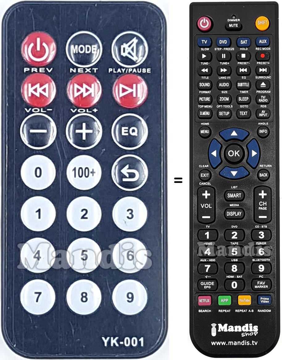 Replacement remote control YK-001