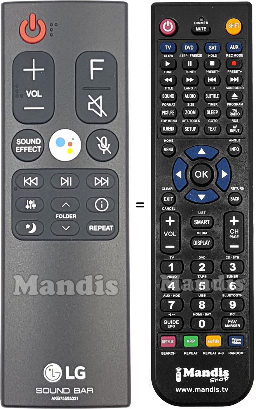 Télécommande équivalente LG HVS50455