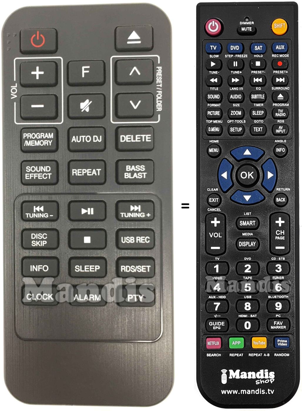 Télécommande équivalente LG HVS50235