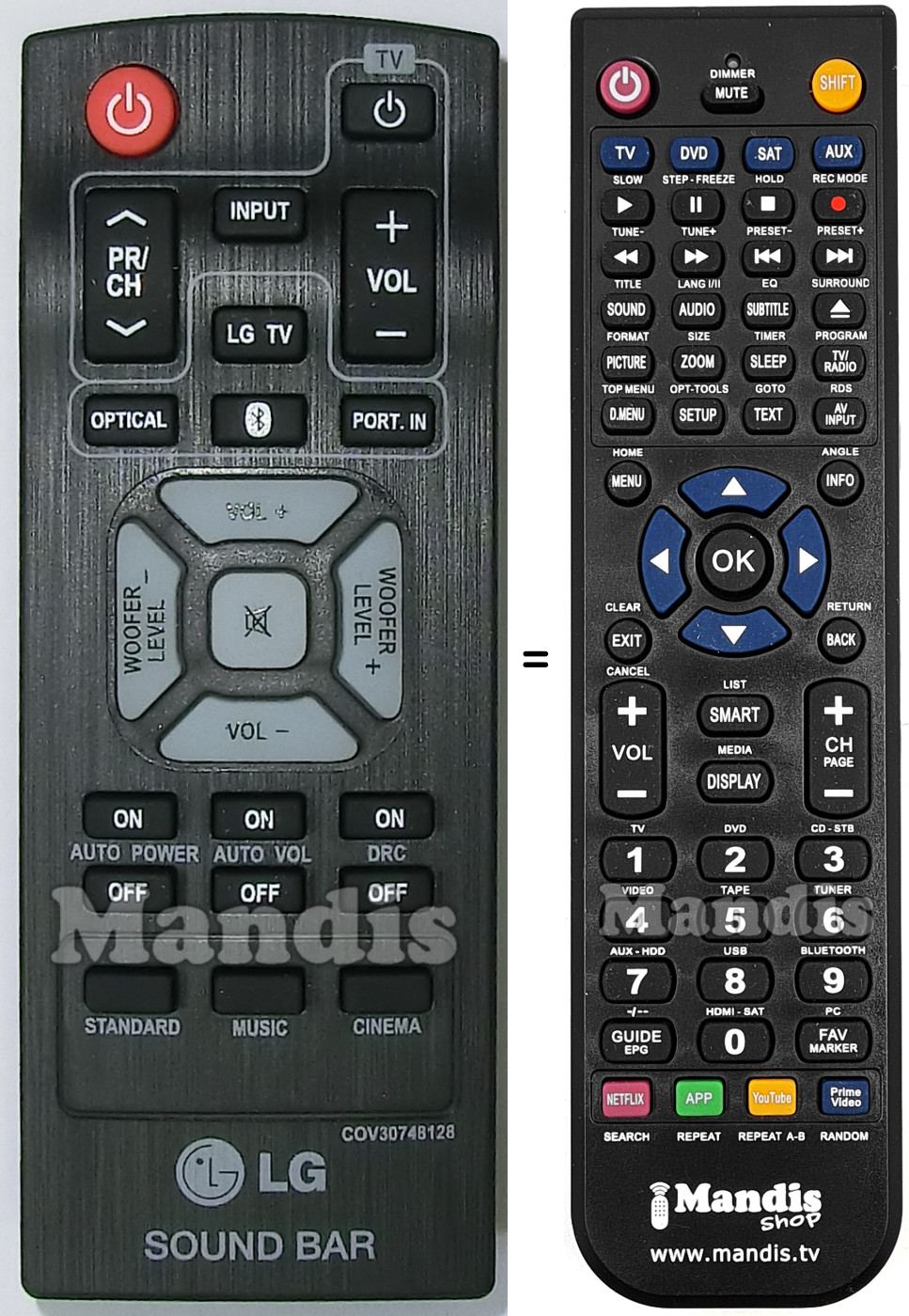 Télécommande équivalente LG HVS50272