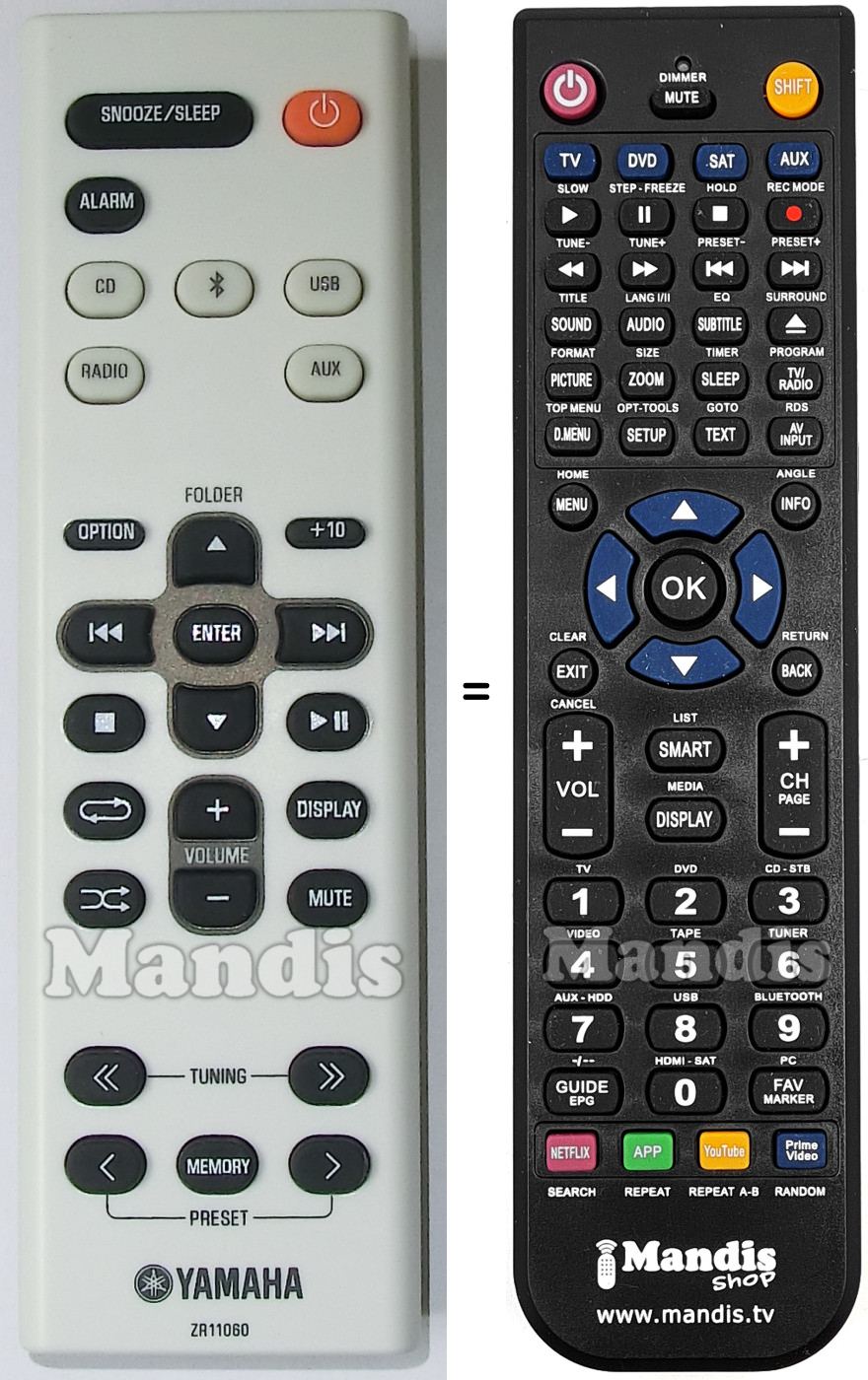 Télécommande équivalente Yamaha HVS50408