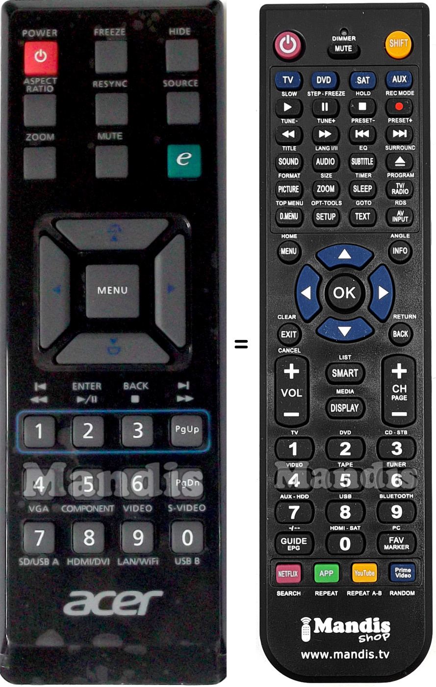 Télécommande équivalente Acer X111P