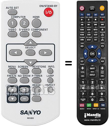 Télécommande équivalente Sanyo PLC-XW200K