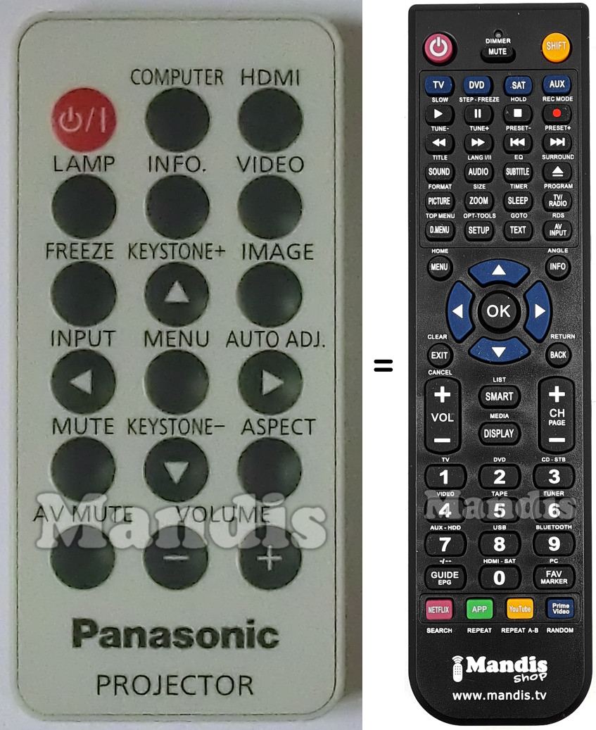 Replacement remote control Panasonic H458UB01G001