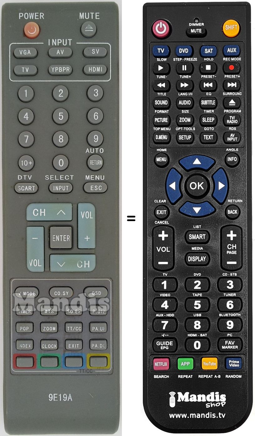 Télécommande équivalente 9E19A