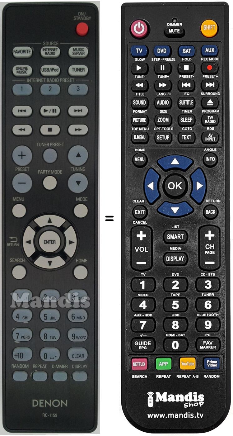 Telecomando equivalente Denon RC-1159