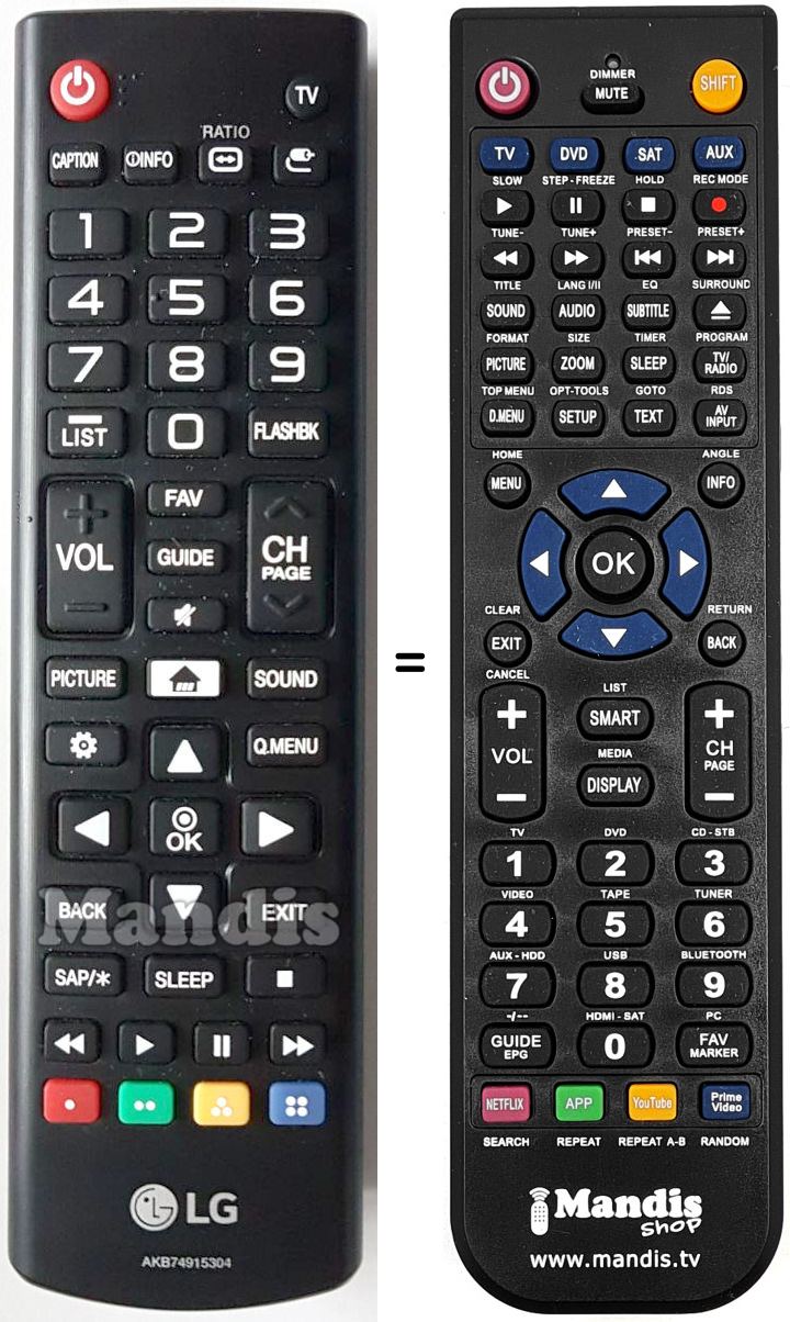 Télécommande équivalente LG AKB74915304
