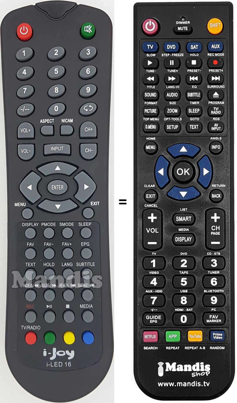 Replacement remote control i-Joy ILED16